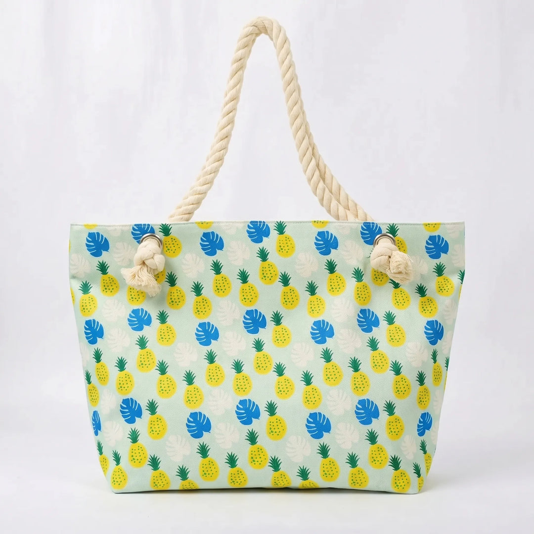Casual patterned beach tote bag for women, vibrant and perfect for summer vacation.