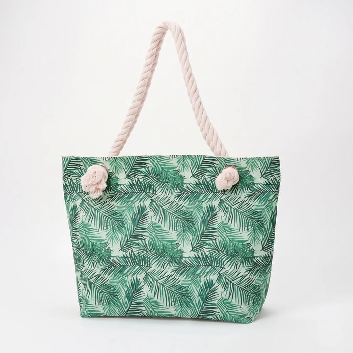 Vibrant printed women's tote, a stylish and roomy summer essential for beach or travel.