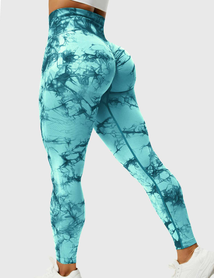 Women's stylish tie-dye fitness apparel, comfortable & vibrant leggings.