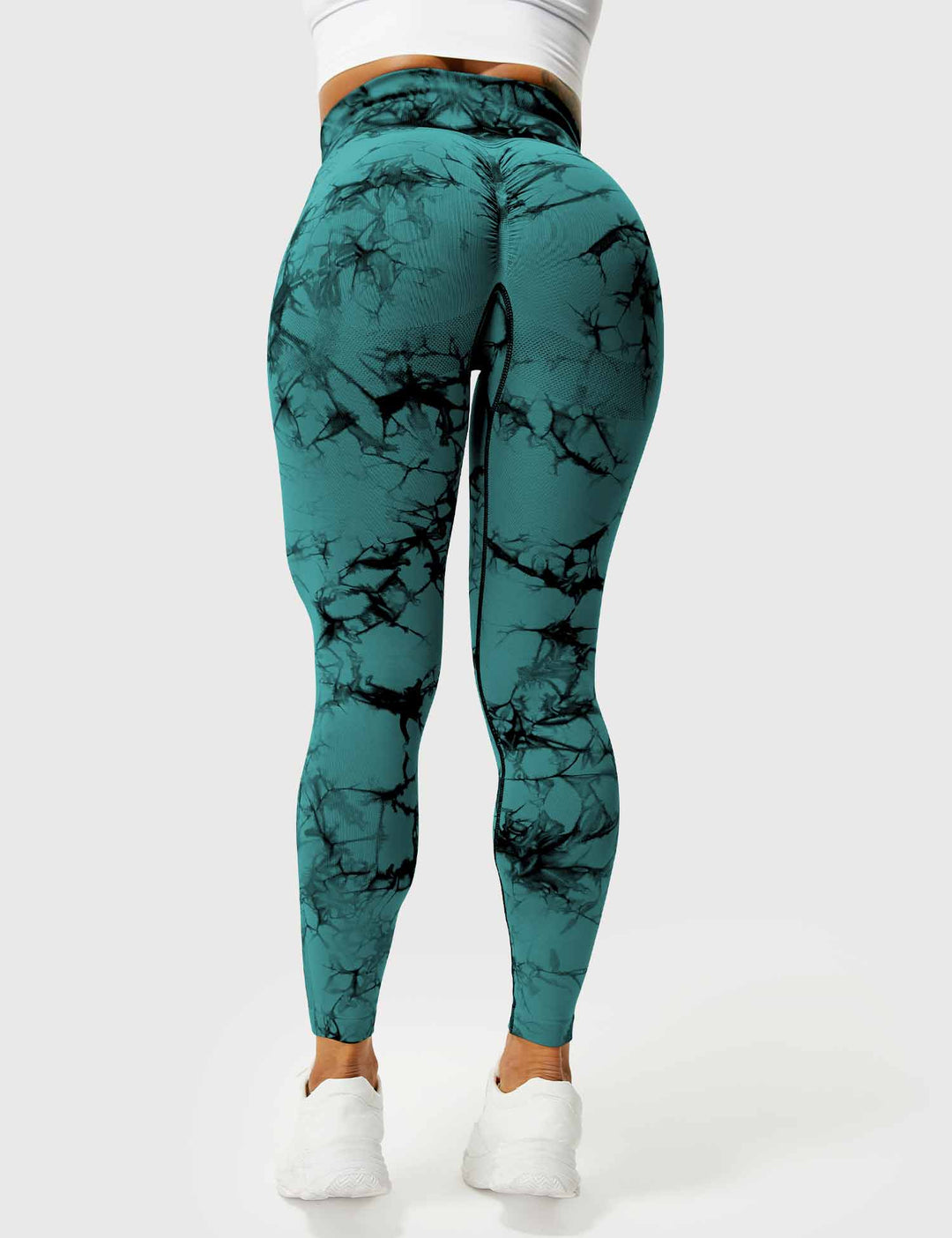 Women's vibrant tie-dye yoga pants, stylish & perfect for athleisure.