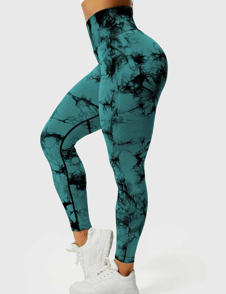 Vibrant tie-dye women's fitness leggings, perfect for yoga & stylish comfort.