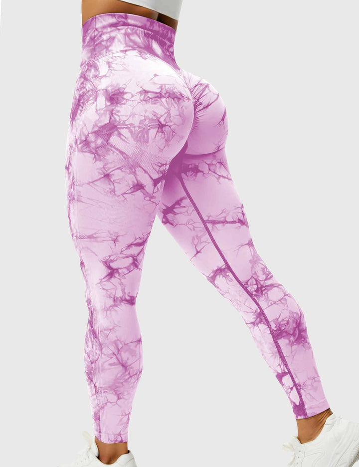 Soft tie-dye women's fitness leggings, perfect for yoga & casual style.
