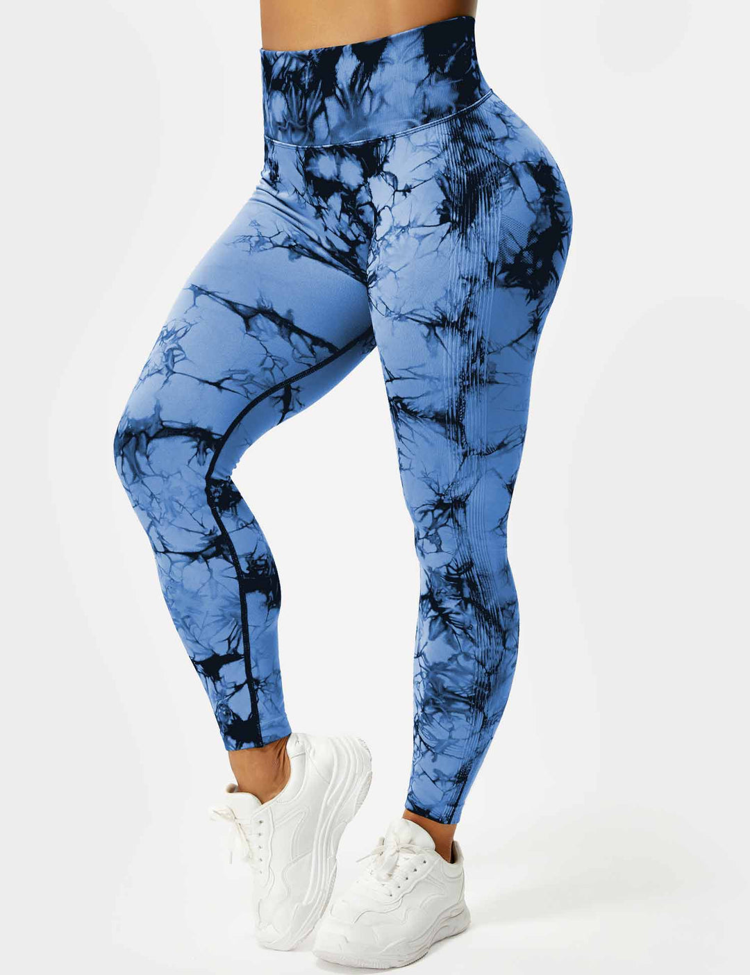 Trendy tie-dye workout leggings for women, comfortable and stylish athleisure.