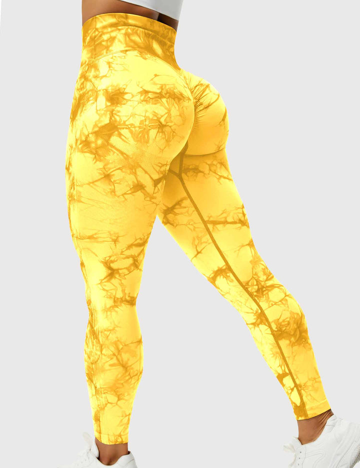 Stylish tie-dye women's soft leggings, vibrant for yoga & activewear.