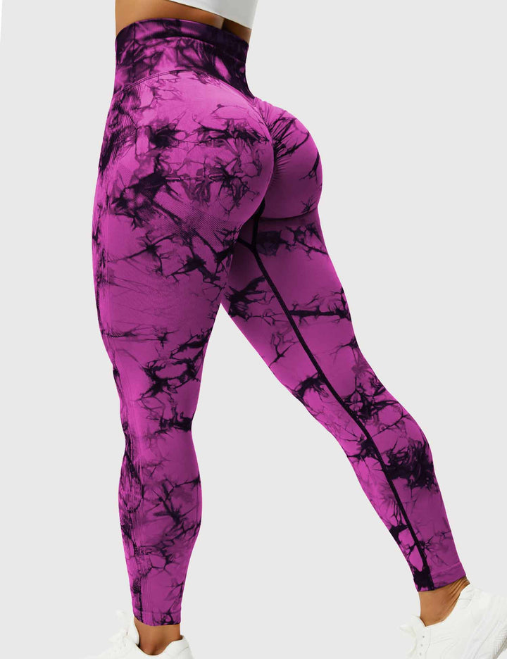 Soft & vibrant tie-dye women's leggings, comfortable for yoga & activewear.