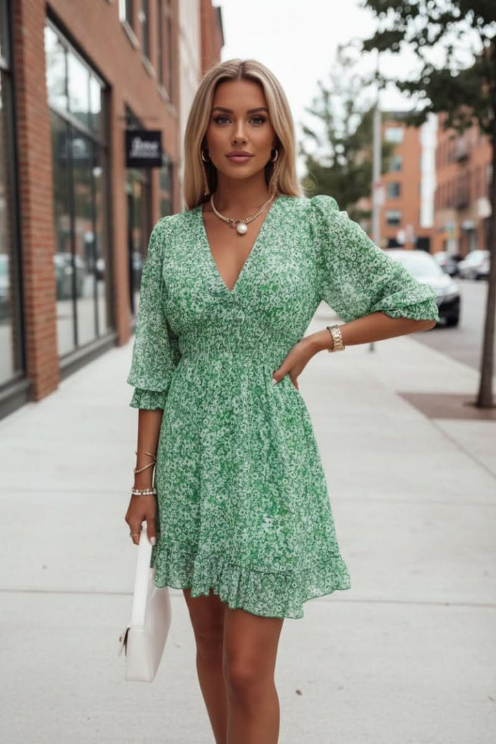 Eye-catching vibrant patterned mini dress for women, embodying autumn fashion & versatile style.