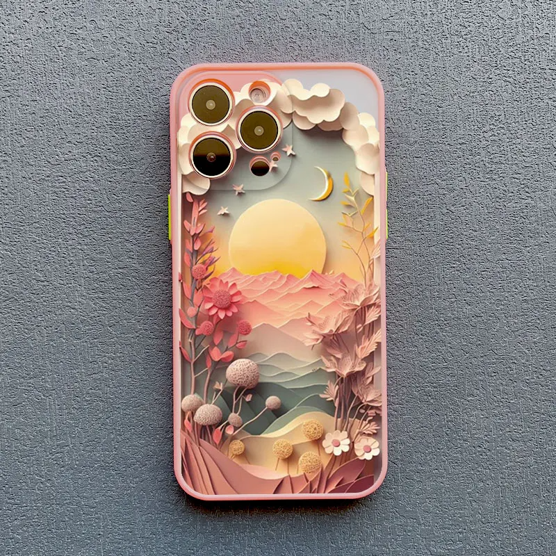 Stylish women's tech gear: a vibrant 3D Dreamscape iPhone case. Protective & colorful phone cover accessory.