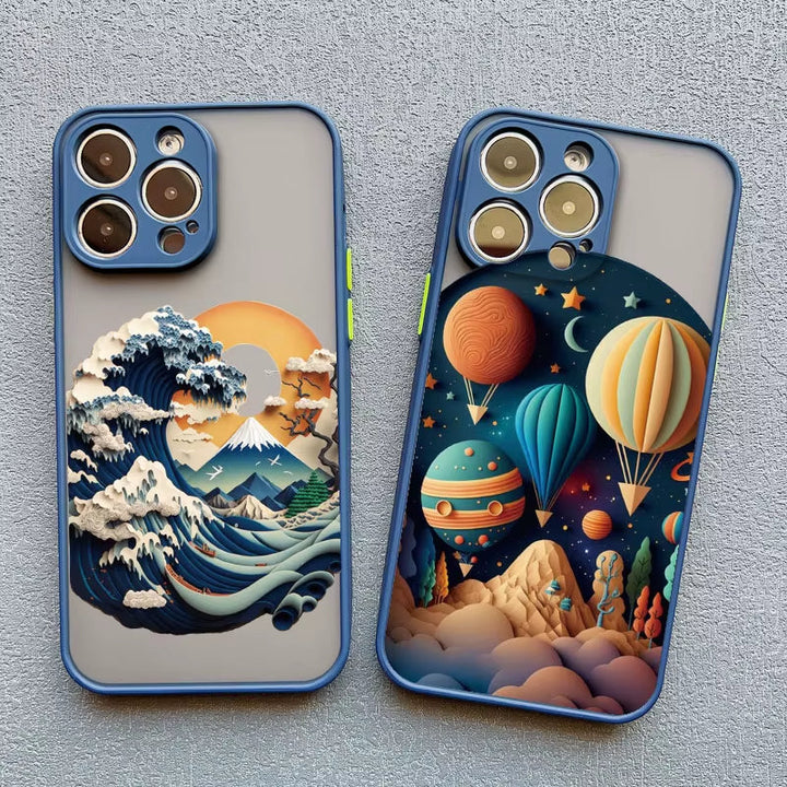 Detailed 3D Dreamscape iPhone case for women. Vibrant, colorful, protective, and shockproof phone cover.
