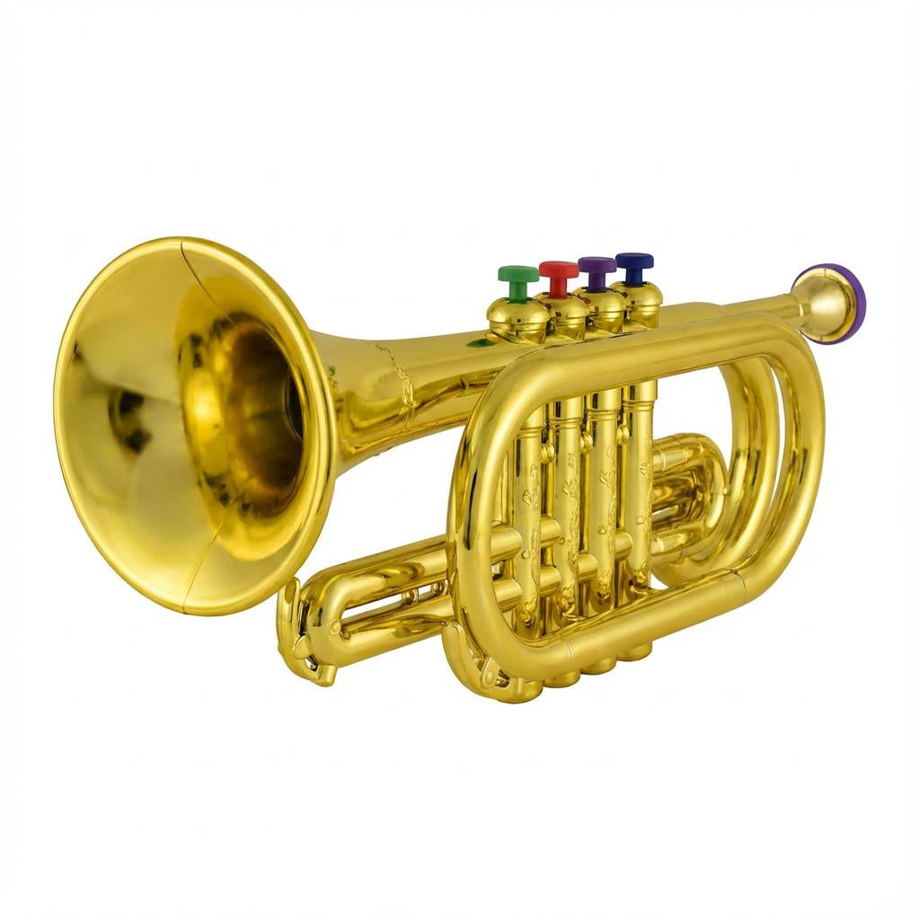 Playful plastic children's trumpet, a fun musical toy and instrument for kids to learn rhythm & sound exploration.