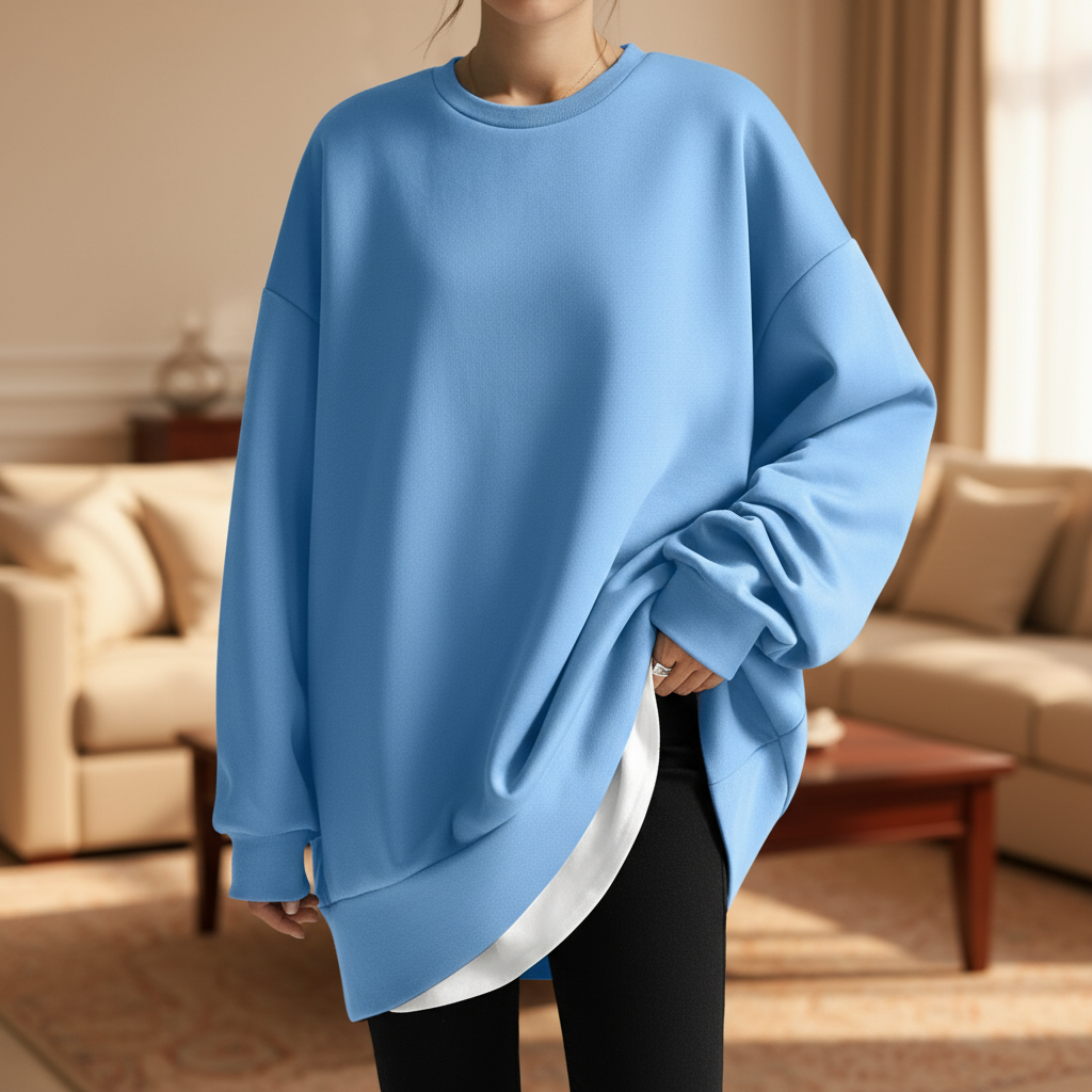 Viktoria women's oversized knit pullover in soft, comfortable fabric, loose fit and round neck