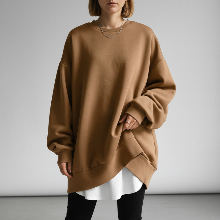 Viktoria soft knit oversized pullover, comfortable women's top with loose fit and long sleeves