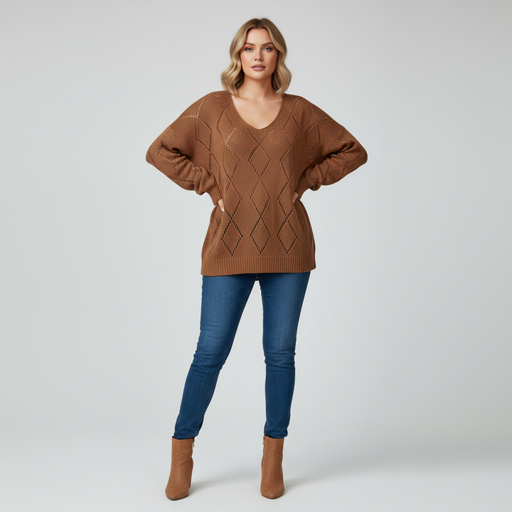 Autumn style Viktoria oversized knit jumper for women, long sleeve comfort fit