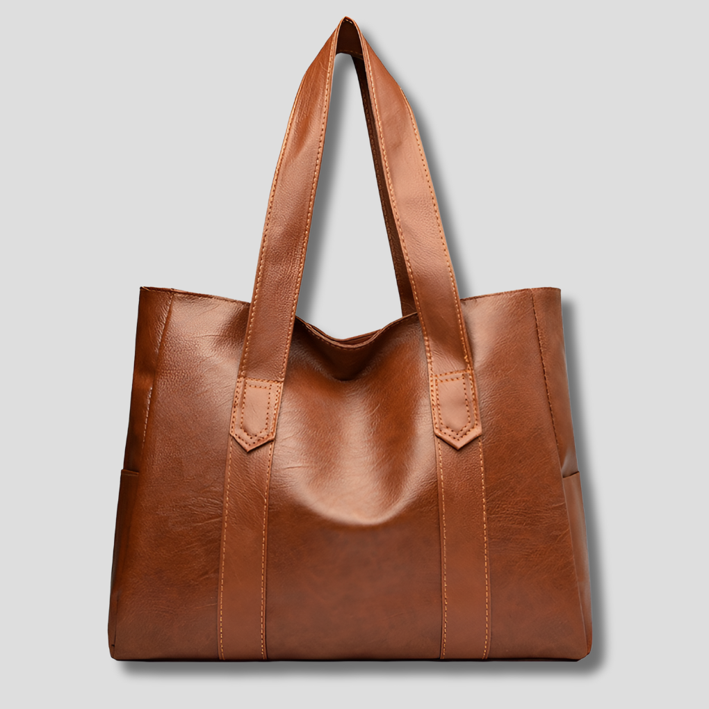Vintage brown tote bag for women. Classic shoulder handbag perfect for everyday style & fashion accessory.