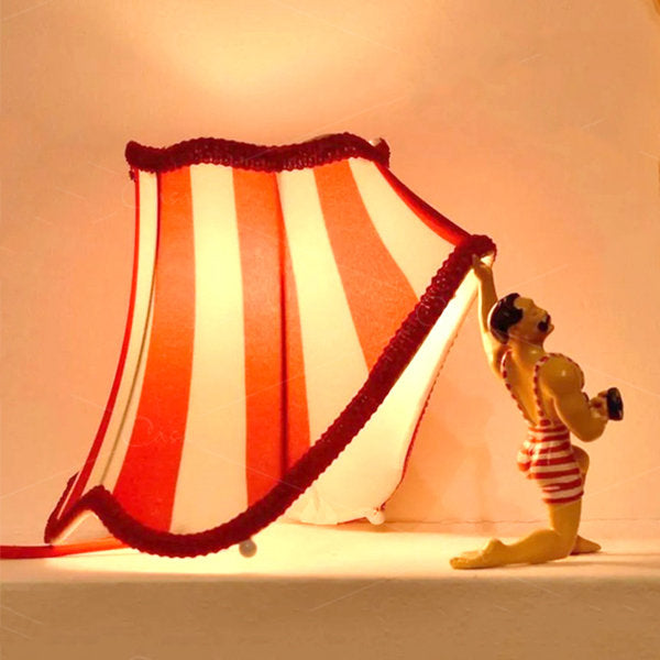 Carnovolt Vintage Strongman Table Lamp, hand-painted decorative accent light, circus novelty.