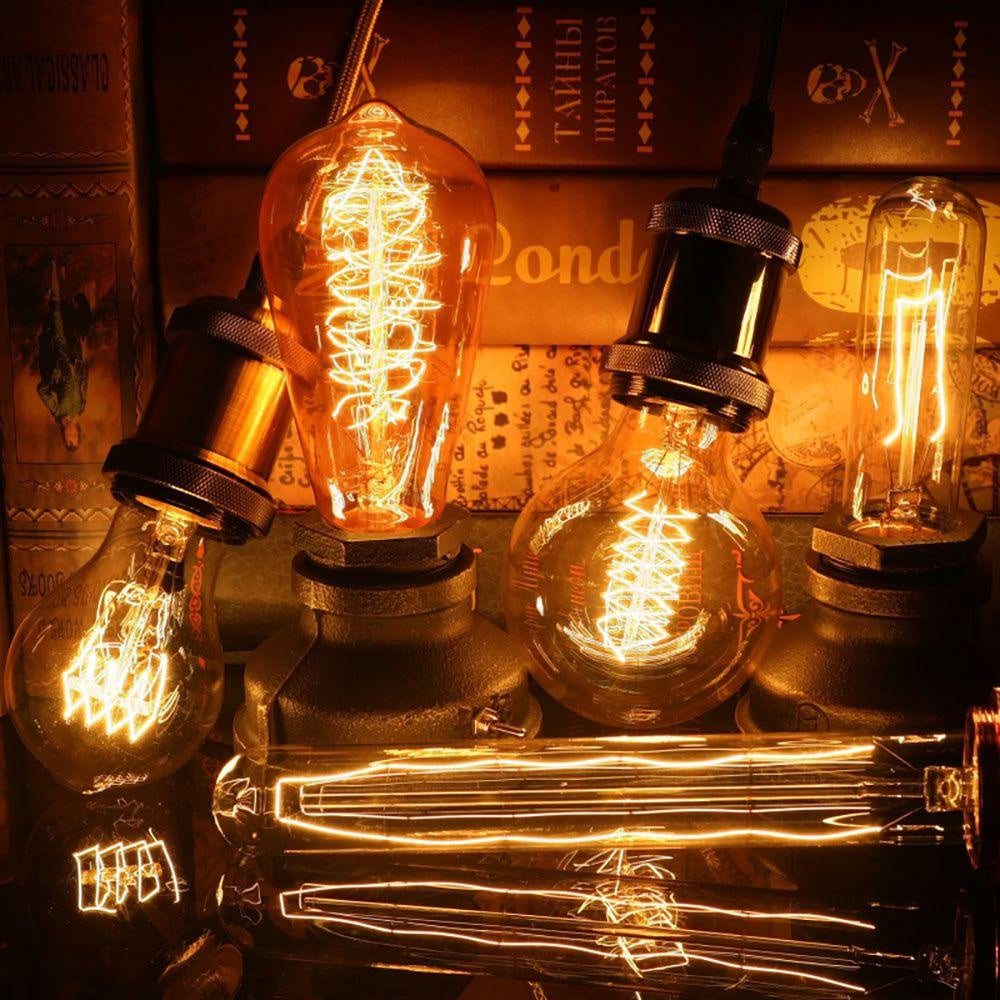 Vintage Edison clear LED bulb, spiral filament, warm glow, perfect for retro home decor lighting