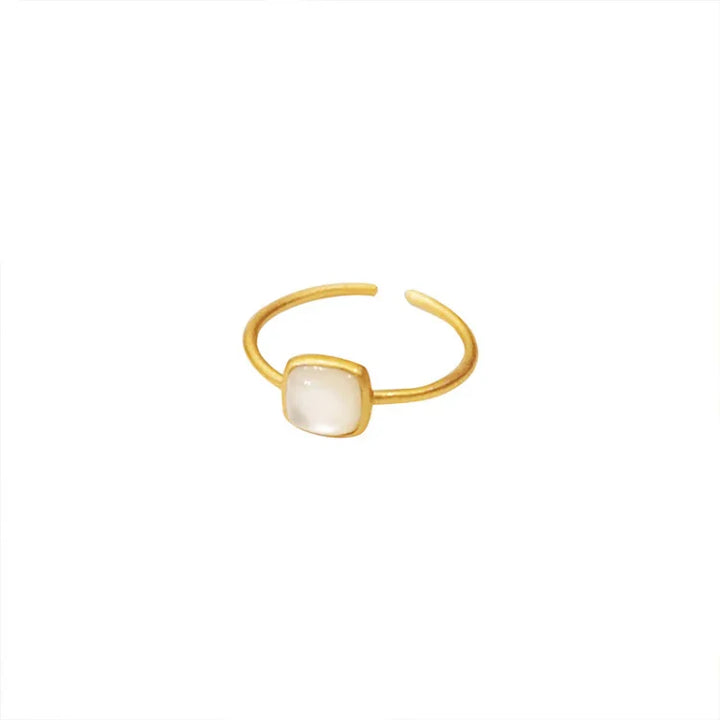18K gold plated vintage women's ring, featuring vibrant red & white enamel. Perfect minimalist fashion ring.