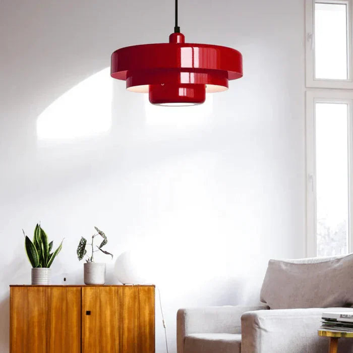 Black industrial LED pendant light, minimalist design, suitable for various interiors