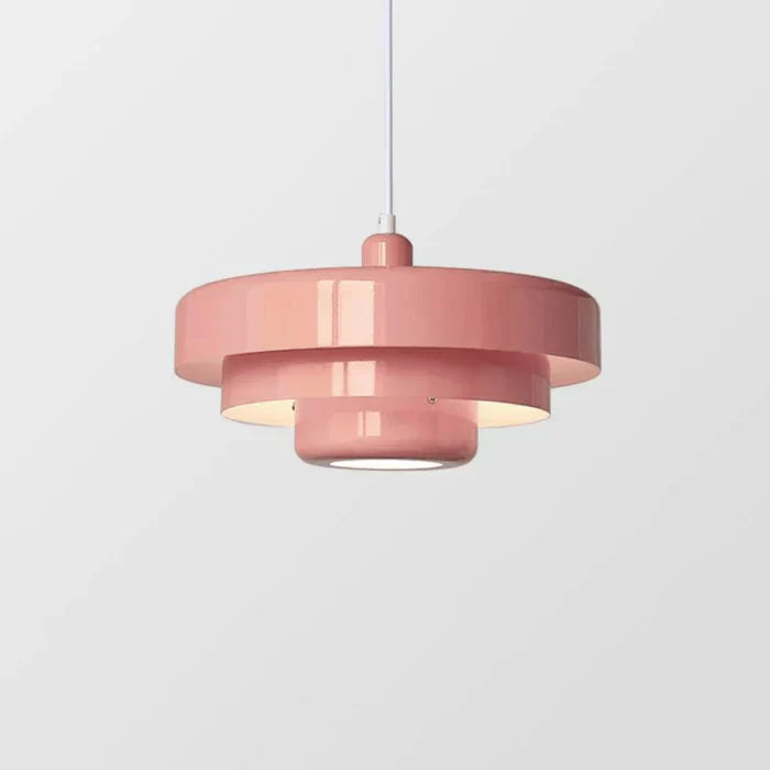Detail view of the industrial LED pendant light's robust black metal construction