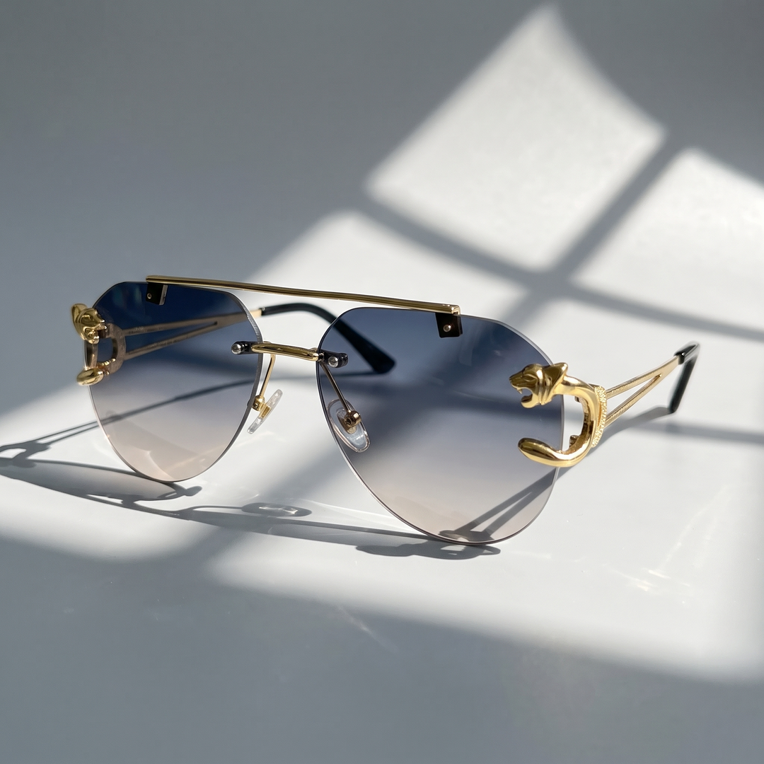 Elegant women's semi-rimless vintage sunglasses. A chic fashion accessory with UV protection.