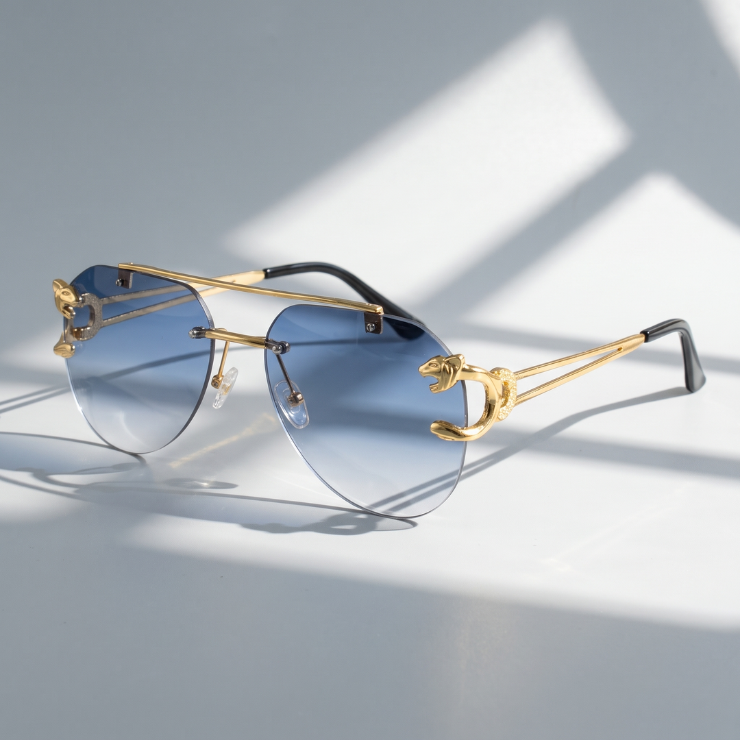 Elegant vintage-style semi-rimless sunglasses for women. UV protection, a must-have fashion accessory.