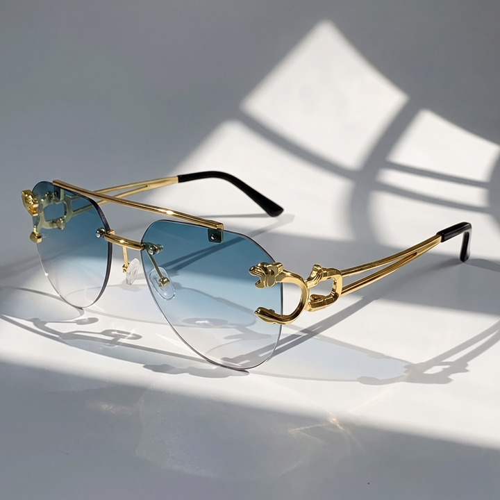 Women's chic semi-rimless shades with a vintage-inspired design. Tinted lenses for eye protection.