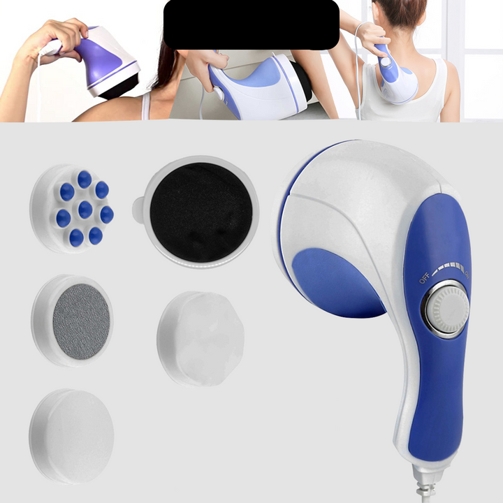 Ergonomic electric handheld massager for deep tissue muscle relief, pain reduction & full body relaxation at home.