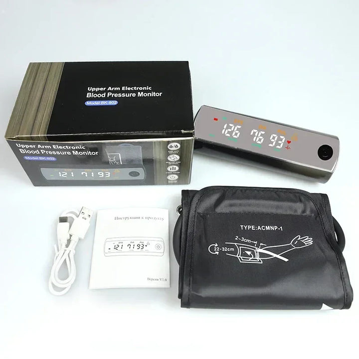 Unisex VitalScan digital arm blood pressure monitor, rechargeable, for health monitoring and wellness