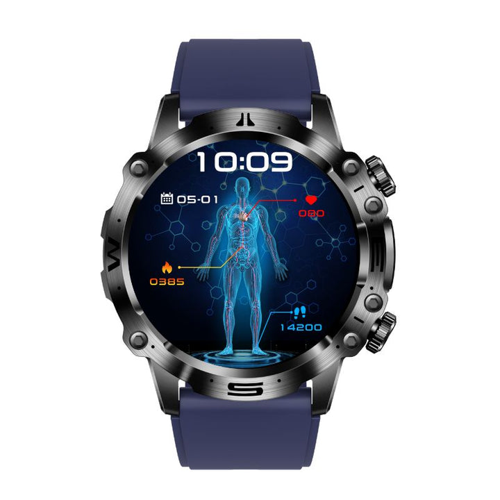 Close-up of VitalTrack Smartwatch's optical heart rate sensor, ensuring accurate health & fitness tracking.
