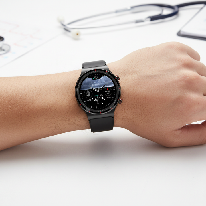 VitalWatch smartwatch, unisex for health tracking, ECG, blood oxygen, heart rate & sleep monitoring