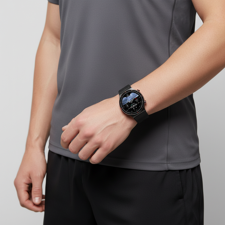 Smartwatch with medical sensors, VitalWatch for vital health monitoring and fitness tracking