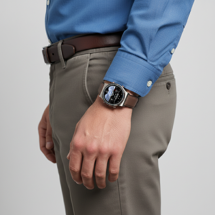 VitalWatch fitness watch, advanced sensors providing real-time data on heart rate & blood oxygen