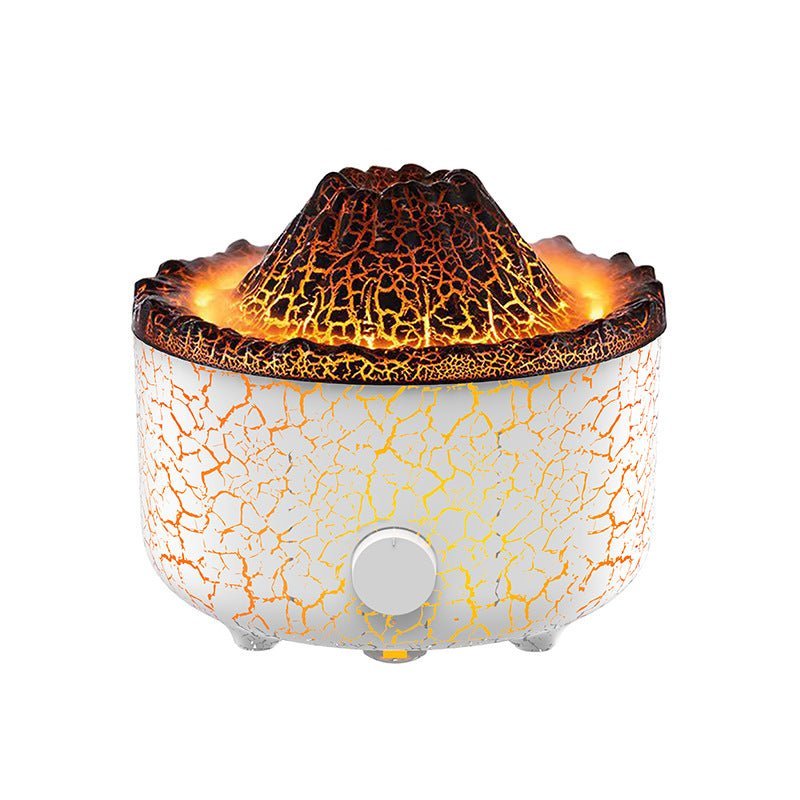 Volcanic air humidifier with dynamic eruption lighting. Creates a relaxing mist & ambient glow.