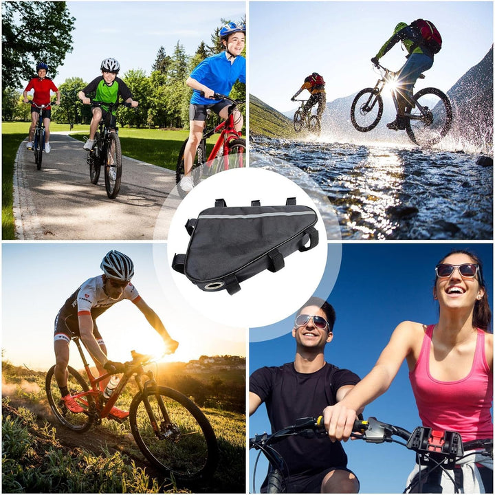 Voltrix electric cycle triangle battery bag with zipper closure, showing ample storage for e-bike battery