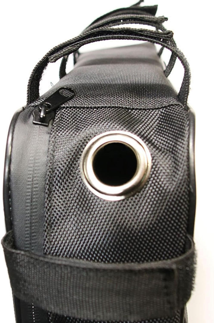 Voltrix E-bike triangle battery bag attached to an electric cycle, demonstrating secure fit and practical use