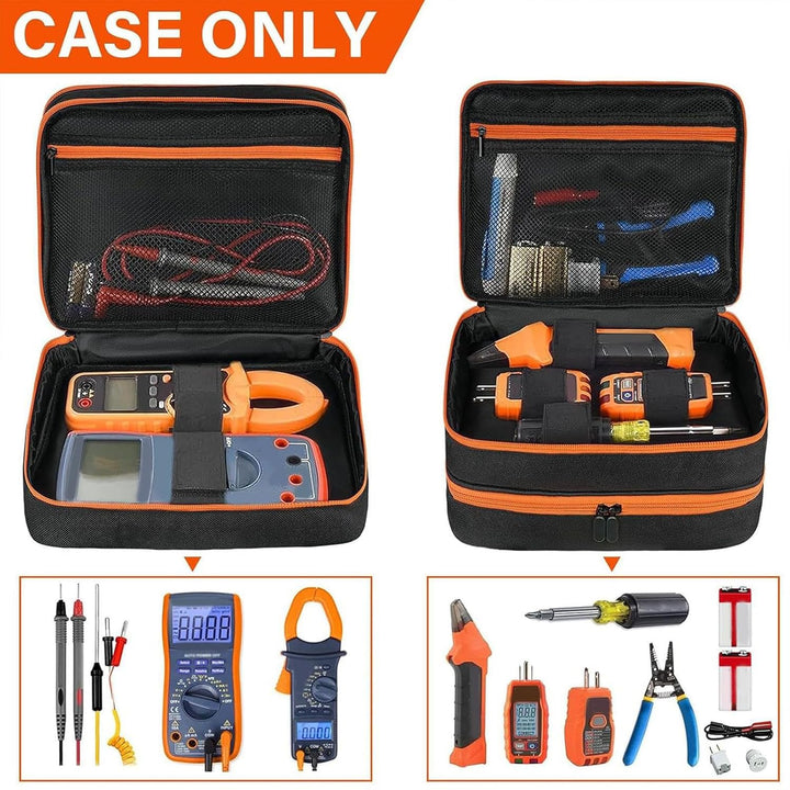 Technician's waterproof electrical tester storage bag, keeps equipment dry and organized.