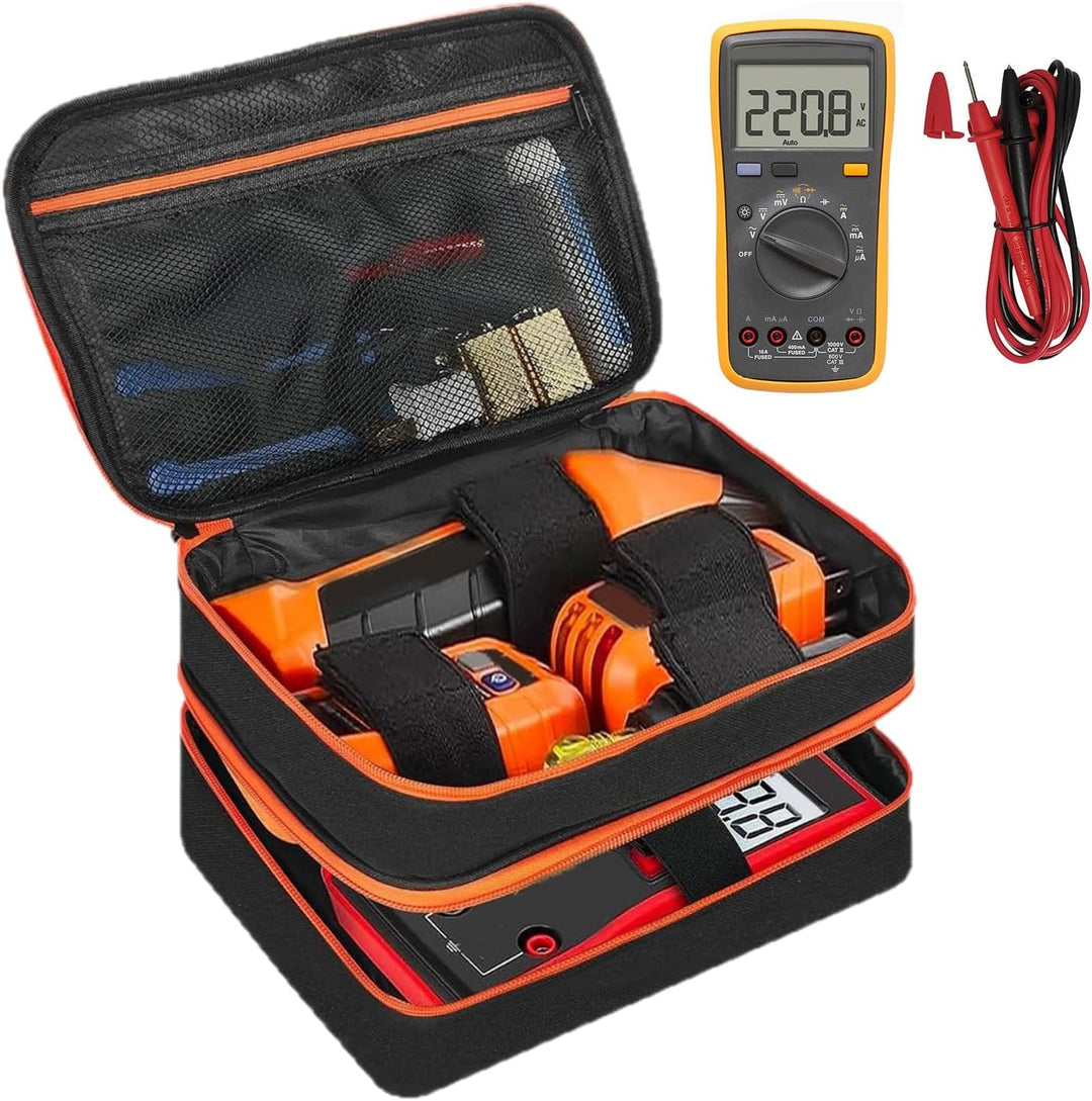 Electrical tester tool bag, waterproof and portable, for multimeters and accessories.