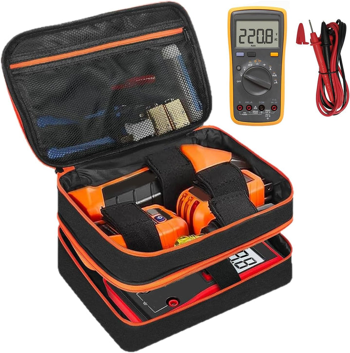 Electrical tester tool bag, waterproof and portable, for multimeters and accessories.