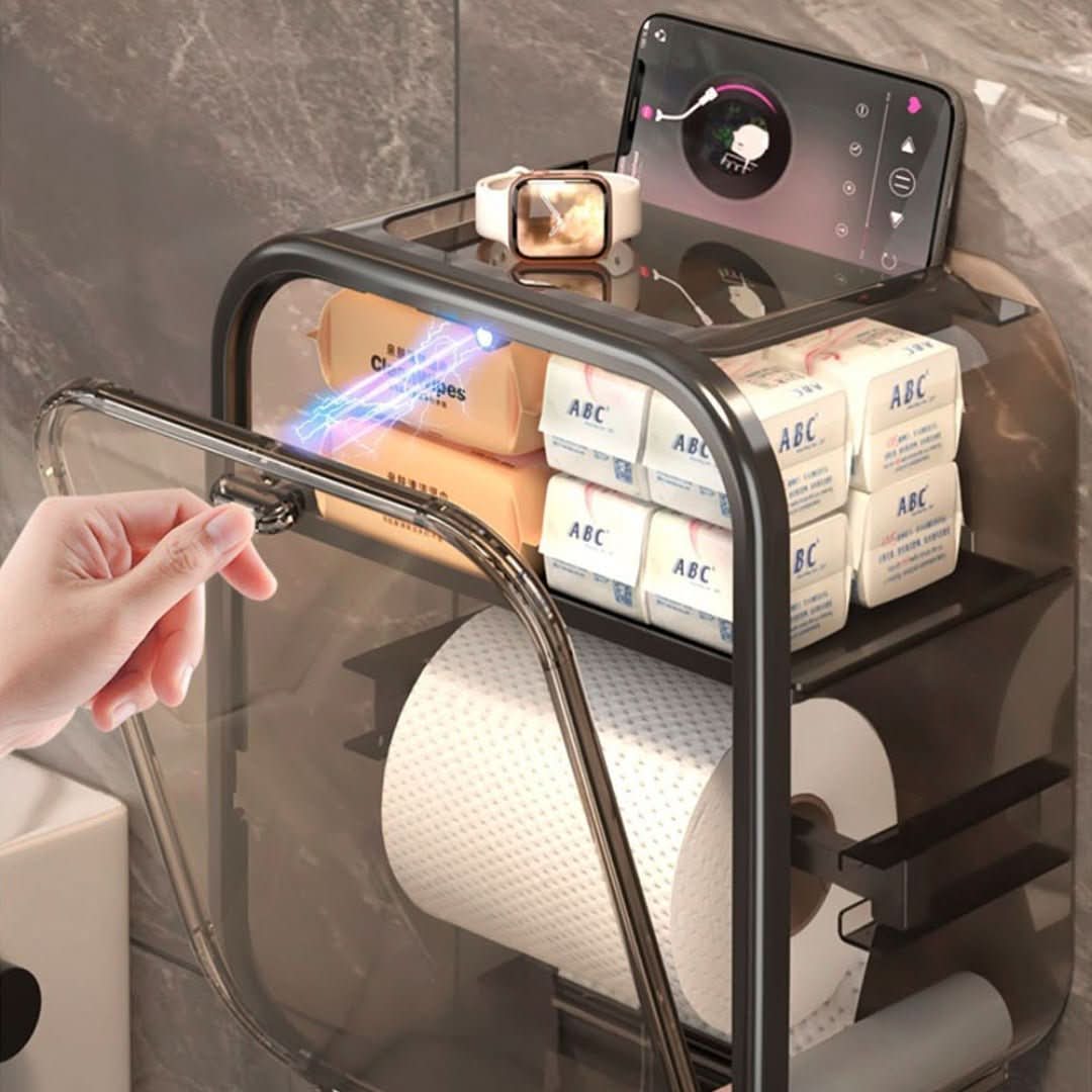 Compact ABS bathroom storage organizer, perfect for toilet paper and small items, declutter your space