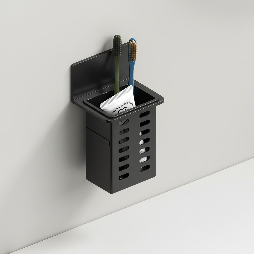 Multifunctional Wall-Mounted Bathroom Shelf, drill-free, ideal for kitchen organization with StickHolder