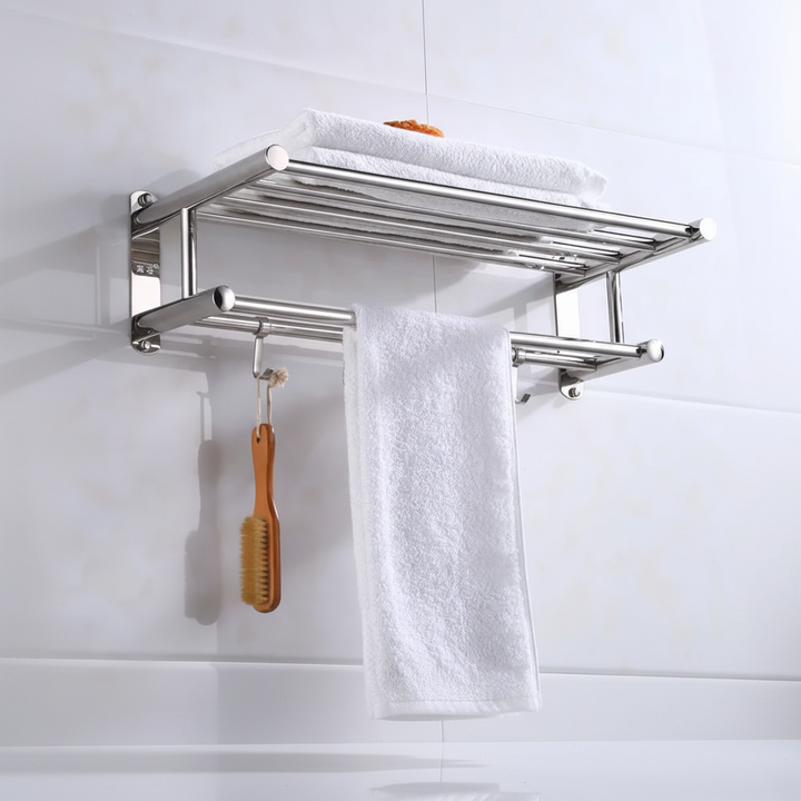 Toweluxe stainless steel bathroom shelf, wall-mounted, ideal storage solution for towels
