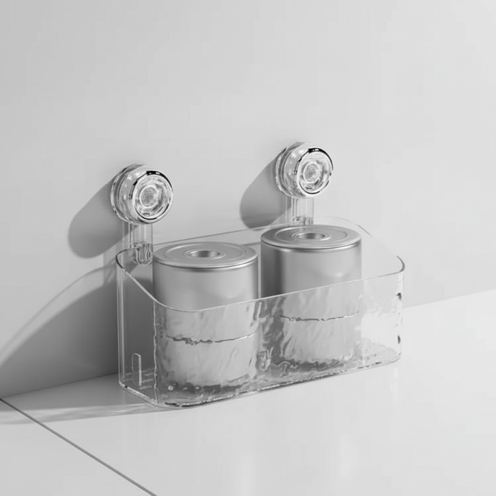 Modern design wall shelf by Wallmira, featuring waterproof suction cup mounting for space-saving home organization.