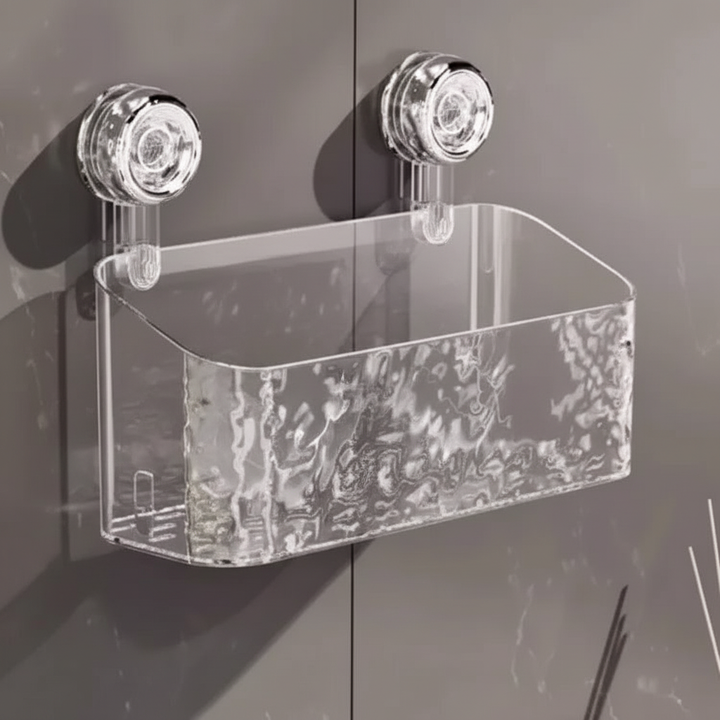 Drill-free bathroom organizer: Wallmira wall shelf with powerful suction cups, perfect for shower storage.