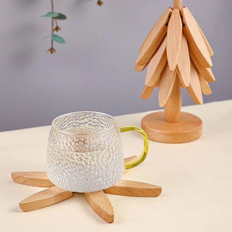Walnut wood coaster set & trivets. Heat resistant table mats for kitchen & home decor.