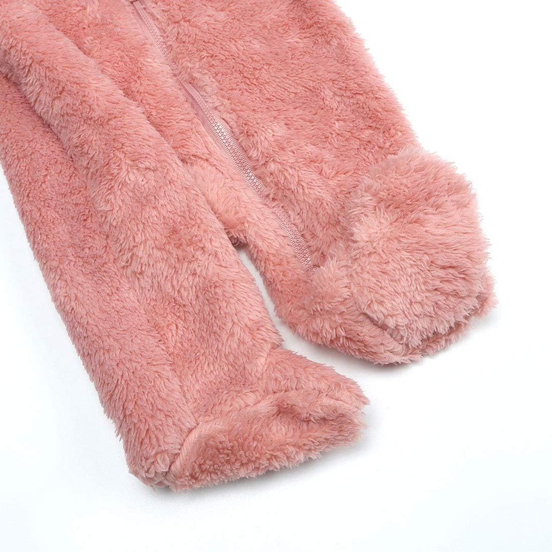 Essential baby gear: unisex hooded fleece romper, easy to put on