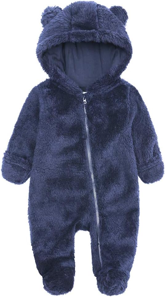 Soft hooded baby romper made of fleece, keeping newborns warm and snug