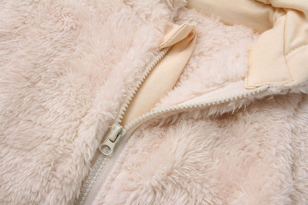 Hooded fleece bodysuit for infants, a staple for autumn and winter