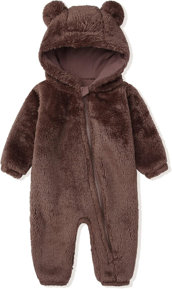 Unisex baby winter romper with hood, designed for maximum warmth
