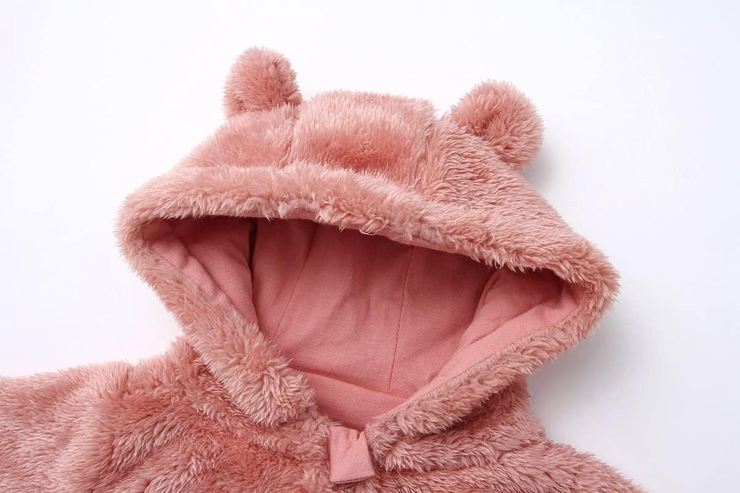 Baby's comfort: warm fleece hooded jumpsuit, easy care material