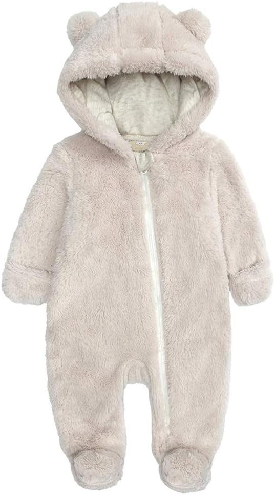 Baby's first winter: warm hooded fleece jumpsuit, newborn essentials