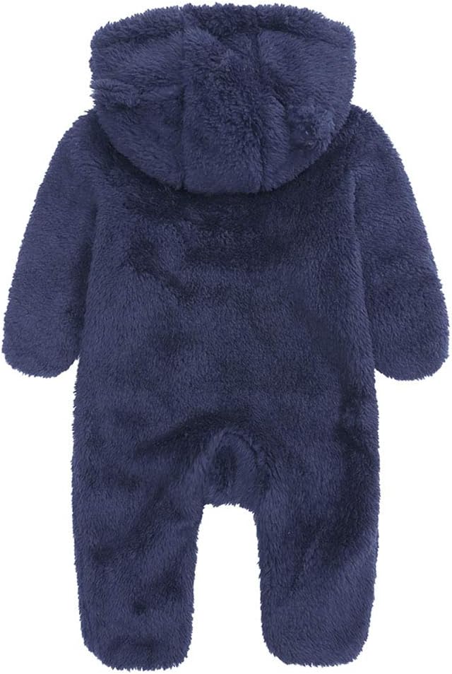 Adorable unisex hooded fleece romper for infants, stylish and cozy